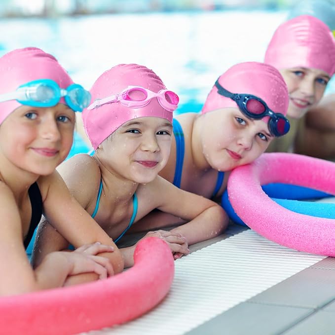 Syhood 6 Pieces Unisex Adult Silicone Swim Cap Waterproof Swimming Hat Non Slip Pool Hat Elastic Silicone Cap for Long and Short Hair