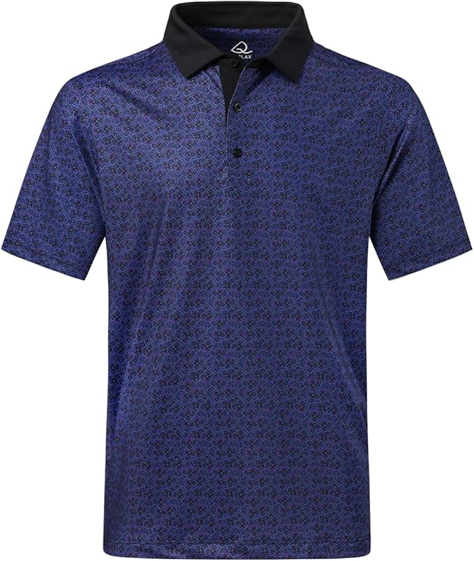 DEOLAX Mens Polo Shirts Fashion Print Mens Golf Shirt Dry Fit Mens Golf Polo Short Sleeve Quick Dry Funny Golf Shirt for Men