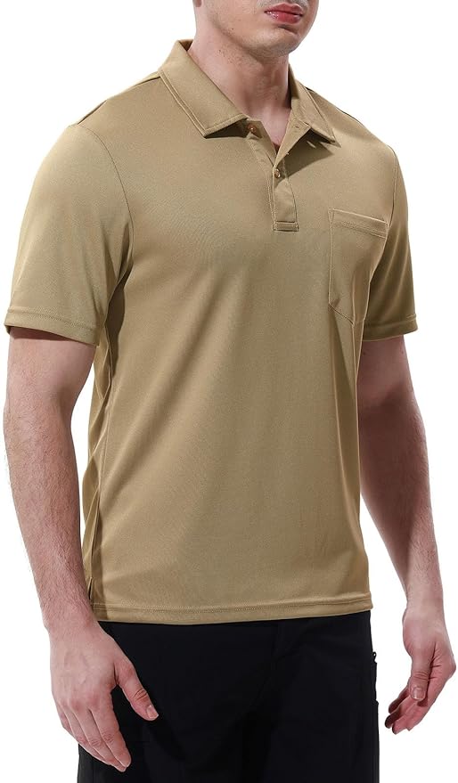 TBMPOY Men's Polo Shirts with Pocket Short Sleeve Quick Dry Casual Sports Outdoor Golf Shirt
