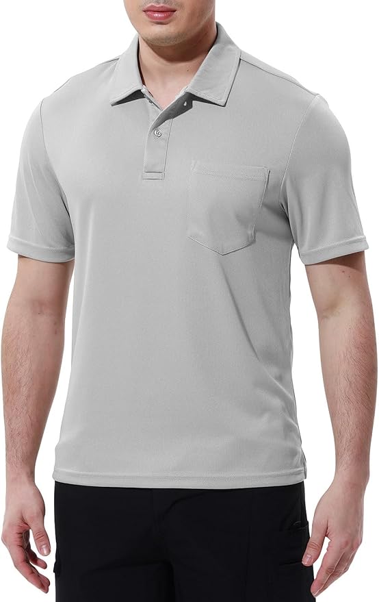 TBMPOY Men's Polo Shirts with Pocket Short Sleeve Quick Dry Casual Sports Outdoor Golf Shirt