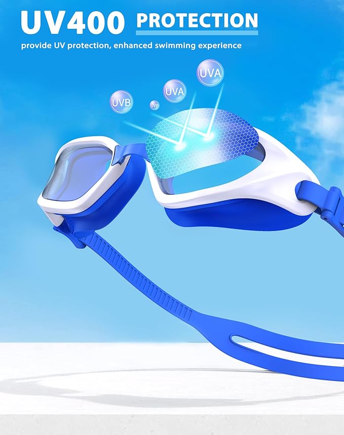 Swim Goggles, Unisex Adult Swimming Goggles Anti Fog Anti UV No Leakage Wide View for Men Women Youth