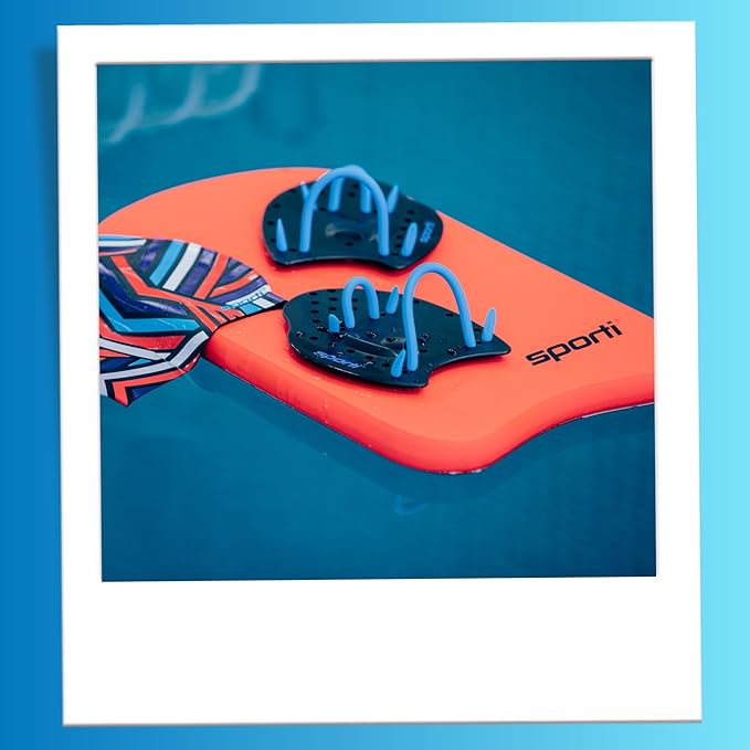 𝗦𝗽𝗼𝗿𝘁𝗶 Power Swim Paddles for Lap Swimming - Adjustable Straps - Lap Swimming Gears - Hand Paddles for Adults & Kids