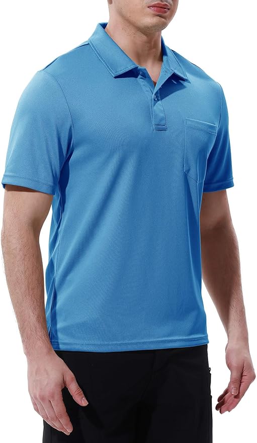 TBMPOY Men's Polo Shirts with Pocket Short Sleeve Quick Dry Casual Sports Outdoor Golf Shirt