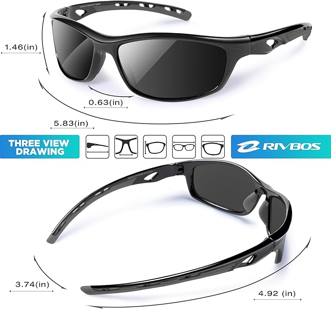 RIVBOS Sunglasses for Men Women Polarized UV Protection Sports Fishing Driving Shades Cycling RB833