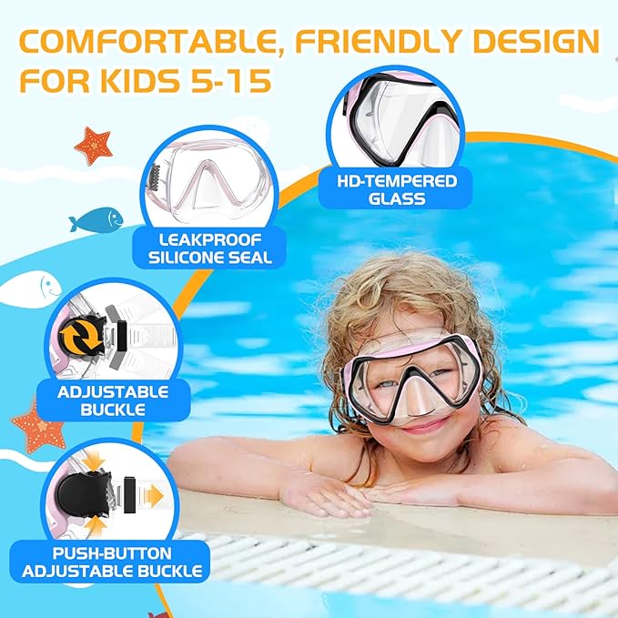 Snorkeling Gear, Dry Snorkel Set180° Panoramic Wide View,Anti-Fog Scuba Diving Mask, Professional Snorkeling Gear for Free Breathing, Swimming, Diving