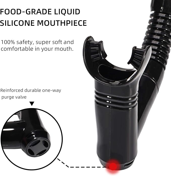 Seago Swim Snorkel for Lap Swimming, Dry Top Front Swimmer Snorkel for Adult Youth, Snorkel Gear Swimming Training Equipment in Pool and Open Water with Comfy Head Pads Food-Grade Silicone Mouthpiece