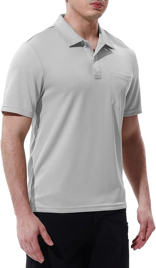 TBMPOY Men's Polo Shirts with Pocket Short Sleeve Quick Dry Casual Sports Outdoor Golf Shirt