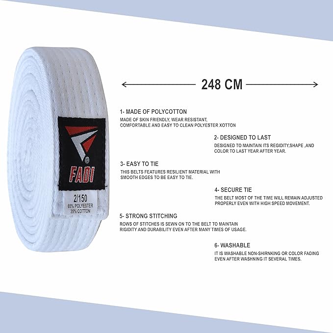 Martial Arts Belt for Karate, Judo, Aikido and Taekwondo - Durable Cotton-Polyester Blend for Adults and Kids