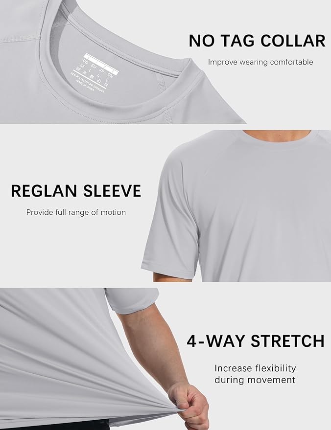 MAGCOMSEN Men's Short Sleeve UPF 50+ Sun Protection Shirts Quick Dry Athletic T-Shirt Hiking Running Swimming Rash Guard