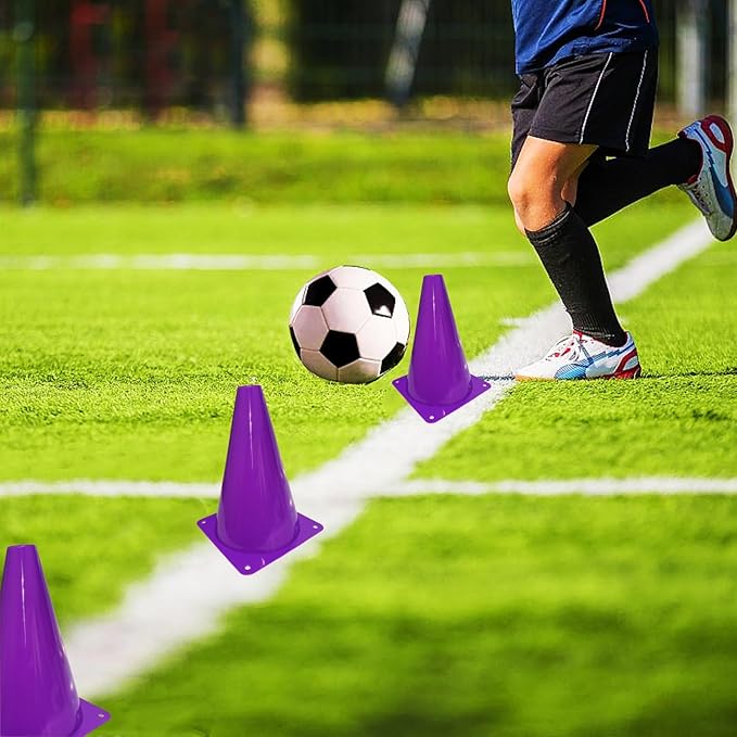24 Pcs 7 Inch Plastic Traffic Cones, Basketball Football Drills, Skating, Sport Training Agility Markers, Indoor Outdoor Games, Multicolor