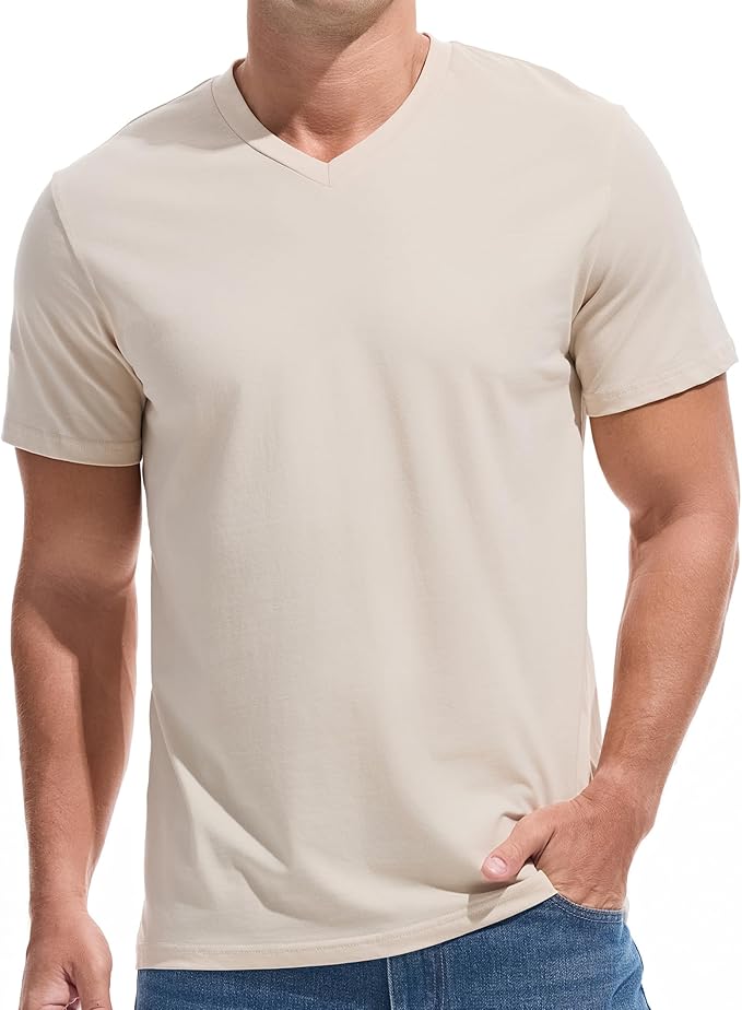 VEIISAR Premium V Neck T Shirts for Men - Modern Fitted Tees Vneck Undershirts