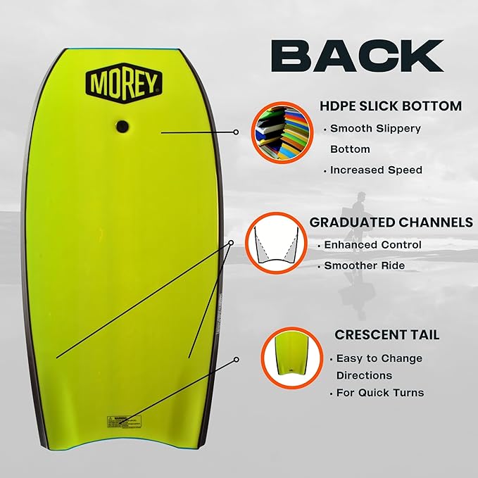 MOREY® Cruiser, The Original Bodyboard; 42.5 in Full Size Body Boards for Beach, for All Skill Levels, Engineered with HDPE Slick Bottom for Speed, Front Deck Contours for Grip (2025 Model)
