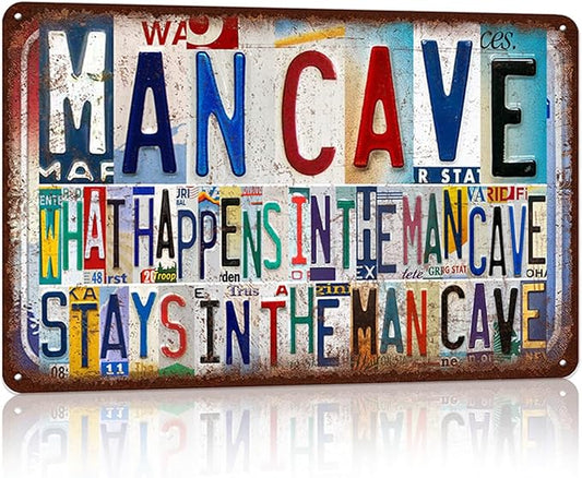 Vintage Man Cave Wall Decor Metal Sign Tin Signs Poster - What Happens In The Man Cave Stays In