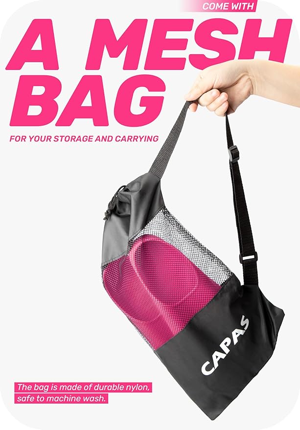 CAPAS Swim Training Fins Comfortable Silicone Lap Swimming Short Blade Floating Flippers with Mesh Bag for Adult Men Women Build Leg Strength