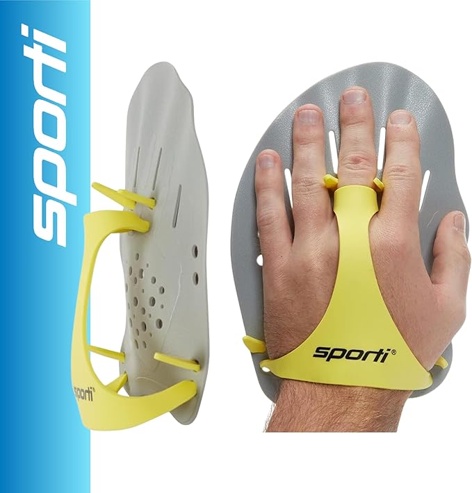 Sporti Hand Paddles for Swimming - Lightweight Swimming Paddles, Adjustable Silicone Straps