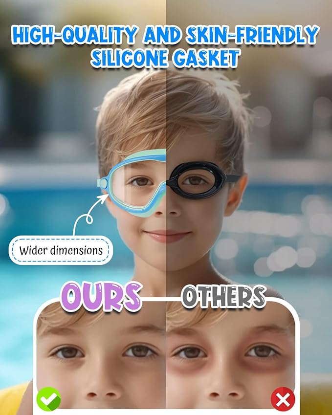 Rantizon Swim Goggles 2 Pack, Wide View Anti Fog&UV Swimming Goggles for Audlt, No Leaking Swim Glasses for Men Women Kids