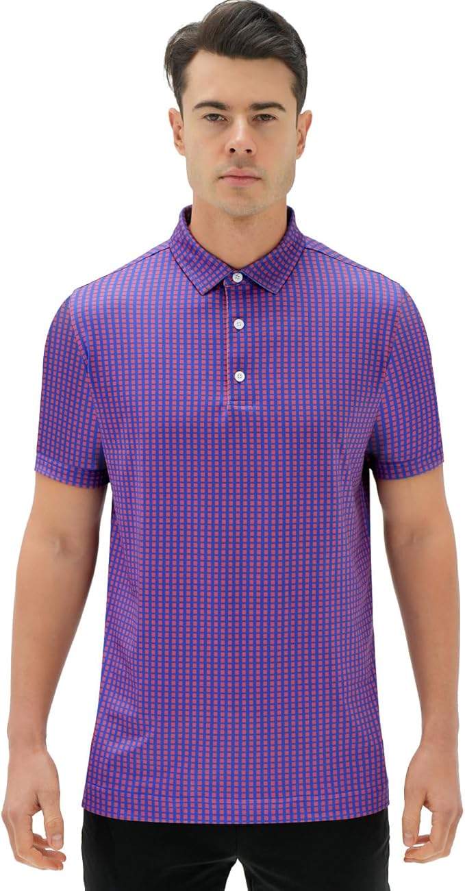 DEOLAX Mens Polo Shirts Fashion Print Mens Golf Shirt Dry Fit Mens Golf Polo Short Sleeve Quick Dry Funny Golf Shirt for Men