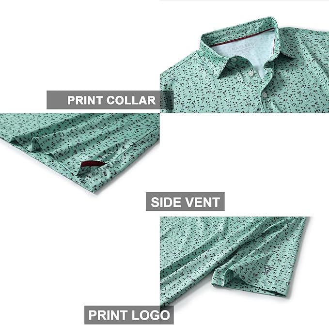 Men's Golf Polo Shirts Short Sleeve Striped Performance Moisture Wicking Dry Fit Golf Shirts for Men