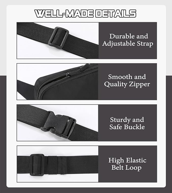 MoKo Fanny Packs for Women Men, Fashion Running Waist Packs, Crossbody Mini Bag Fanny Pack Belt Bag with Adjustable Strap for Running Outdoors Workout Travel Hiking Cycling