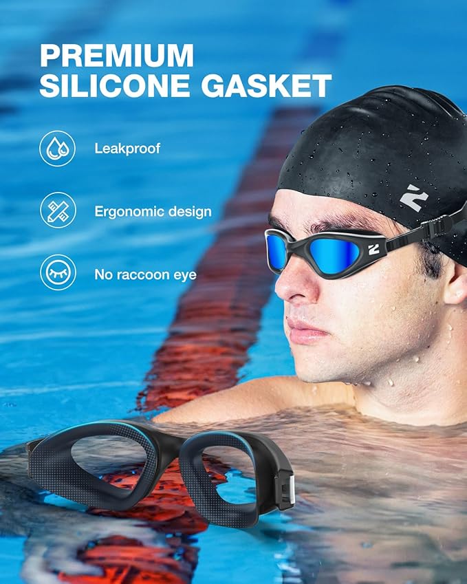 ZIONOR G1 Lite Swim Goggles with Swim Cap Comfortable Anti-fog Swimming Goggles Cap Set for Adult Men Women