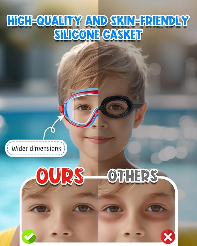 Rantizon Swim Goggles 2 Pack, Wide View Anti Fog&UV Swimming Goggles for Audlt, No Leaking Swim Glasses for Men Women Kids