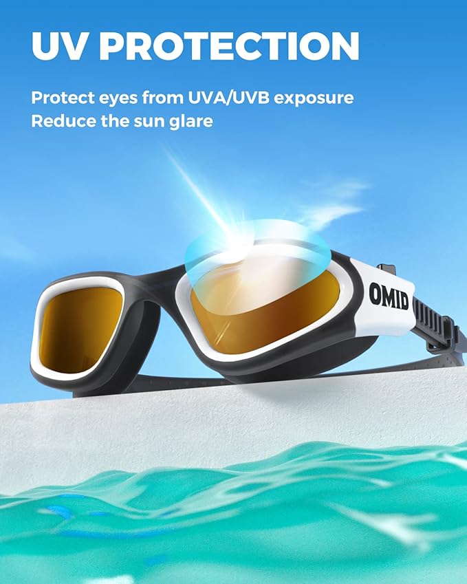 OMID Swim Goggles, P2 Polarized Swimming Goggles for Men Anti-fog Goggles Swimming for Adult Women