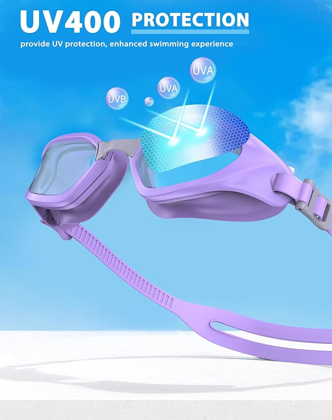 Swim Goggles, Unisex Adult Swimming Goggles Anti Fog Anti UV No Leakage Wide View for Men Women Youth