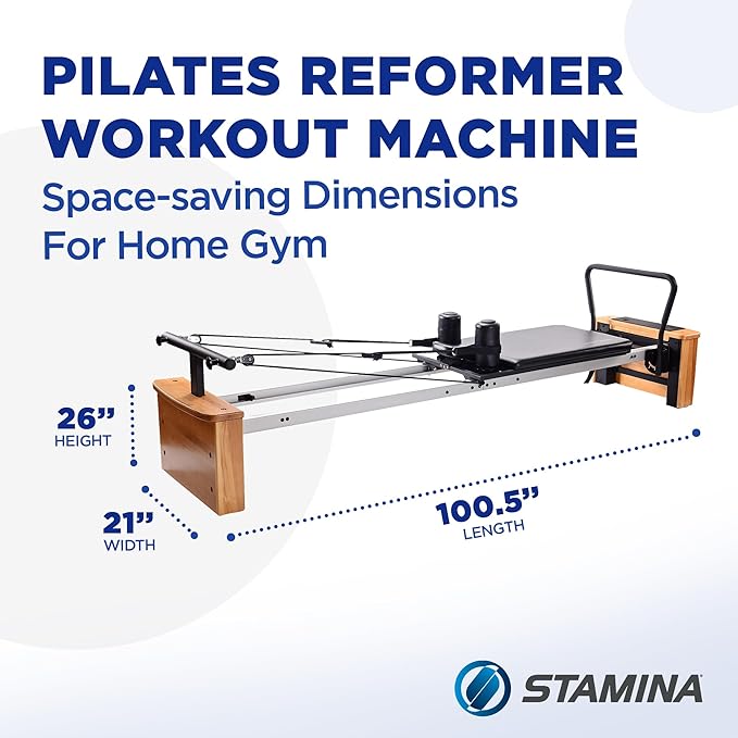 Stamina Products AeroPilates Reformer Workout Machine for Home Gym, 300 lb Capacity