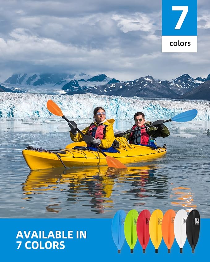 OCEANBROAD Kayak Paddle 86in/218cm, 90.5in/230cm, 95in/241cm Alloy Shaft Kayaking Boating Canoeing Oar with Paddle Leash