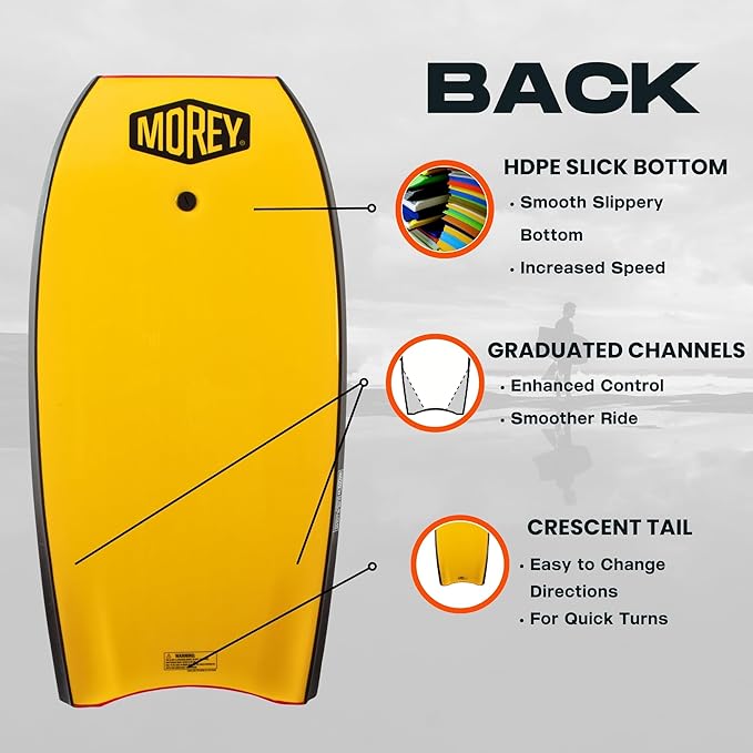MOREY® Cruiser, The Original Bodyboard; 42.5 in Full Size Body Boards for Beach, for All Skill Levels, Engineered with HDPE Slick Bottom for Speed, Front Deck Contours for Grip (2025 Model)