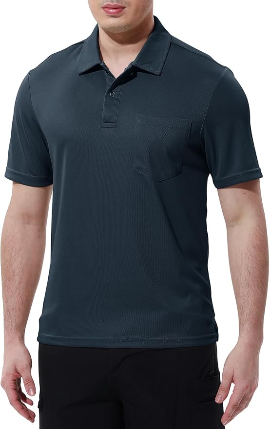 TBMPOY Men's Polo Shirts with Pocket Short Sleeve Quick Dry Casual Sports Outdoor Golf Shirt