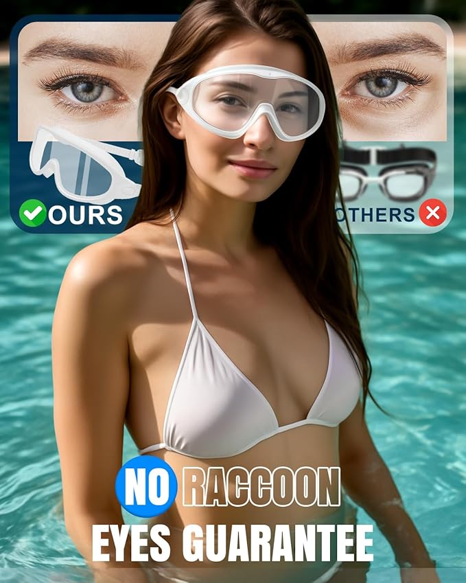 Rantizon Swim Goggles 2 Pack, Wide View Anti Fog&UV Swimming Goggles for Audlt, No Leaking Swim Glasses for Men Women Kids