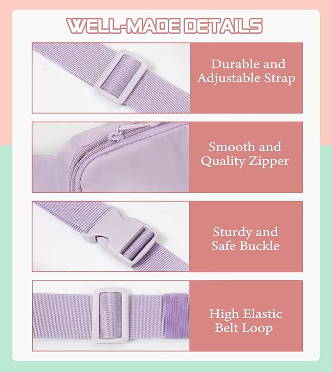 MoKo Fanny Packs for Women Men, Fashion Running Waist Packs, Crossbody Mini Bag Fanny Pack Belt Bag with Adjustable Strap for Running Outdoors Workout Travel Hiking Cycling