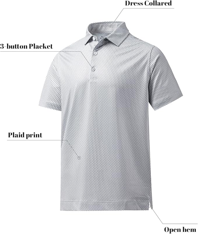 DEOLAX Mens Polo Shirts Fashion Print Mens Golf Shirt Dry Fit Mens Golf Polo Short Sleeve Quick Dry Funny Golf Shirt for Men