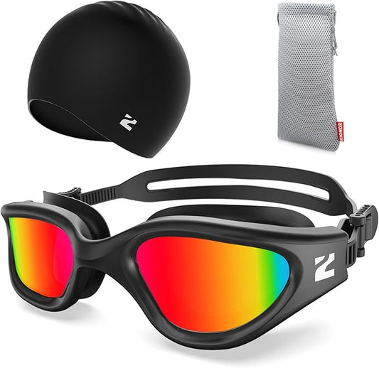 ZIONOR G1 Lite Swim Goggles with Swim Cap Comfortable Anti-fog Swimming Goggles Cap Set for Adult Men Women