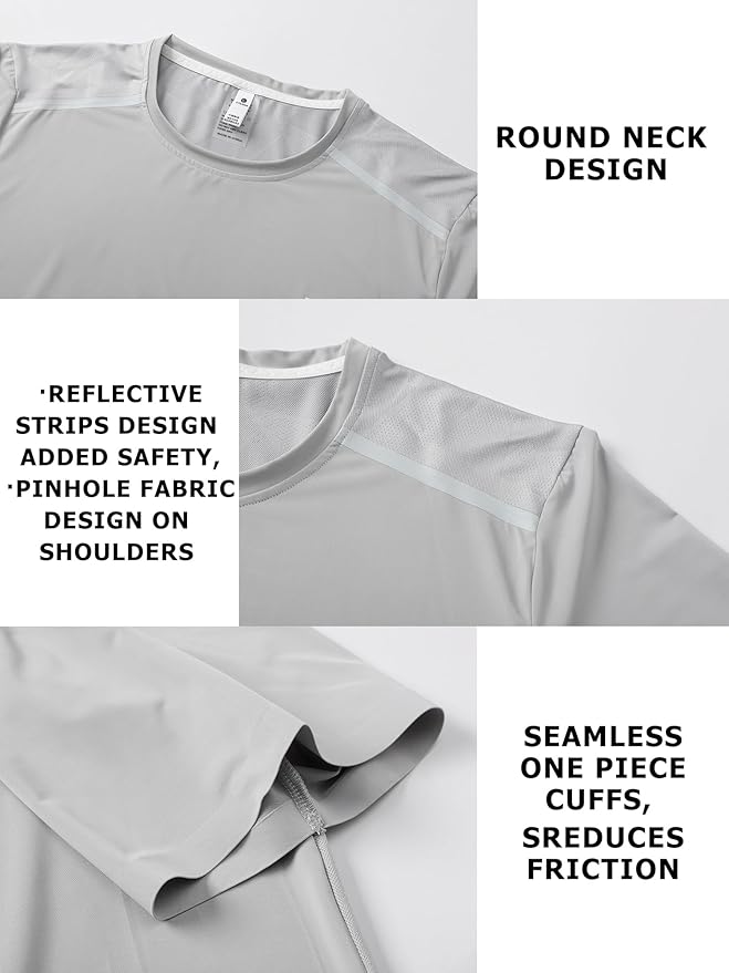 Mens Seamless Workout T-Shirts Lightweight Moisture Wicking Running Hiking Camping Tennis Pickleball Shirts for Men