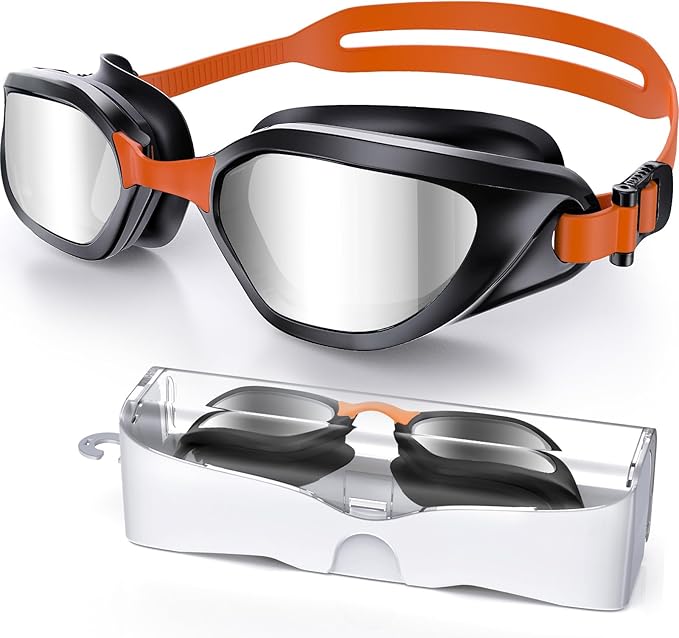 Swim Goggles, Unisex Adult Swimming Goggles Anti Fog Anti UV No Leakage Wide View for Men Women Youth