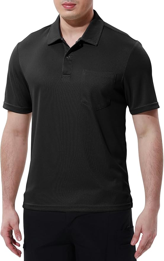 TBMPOY Men's Polo Shirts with Pocket Short Sleeve Quick Dry Casual Sports Outdoor Golf Shirt
