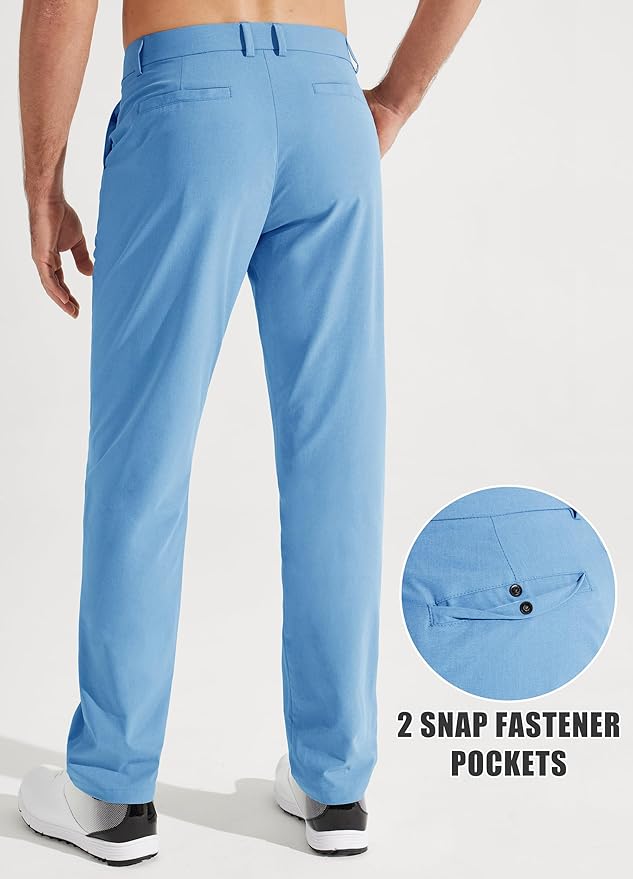 Libin Mens Golf Pants Stretch Work Dress Pants 30"/32"/34" Quick Dry Lightweight Casual Comfy Trousers with Pockets