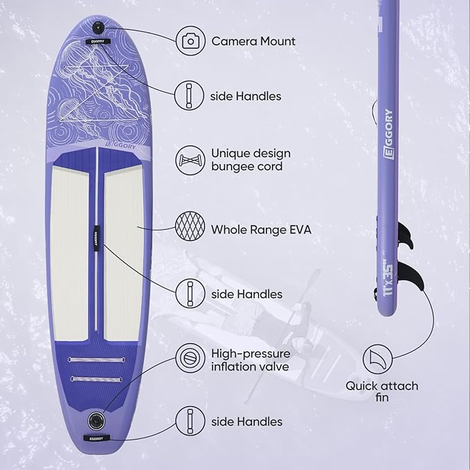 Inflatable Paddle Board,Stand Up Paddle Board Set, Extra Wide SUP Board with Removable Fin, Floating Paddle, Hand Pump, Waterproof Phone Pouch,Traveling Board