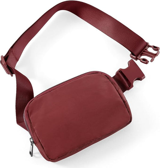 ODODOS Unisex Mini Belt Bag with Adjustable Strap Small Fanny Pack for Workout Running Traveling Hiking, Wine