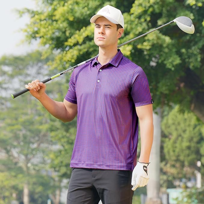 DEOLAX Mens Polo Shirts Fashion Print Mens Golf Shirt Dry Fit Mens Golf Polo Short Sleeve Quick Dry Funny Golf Shirt for Men