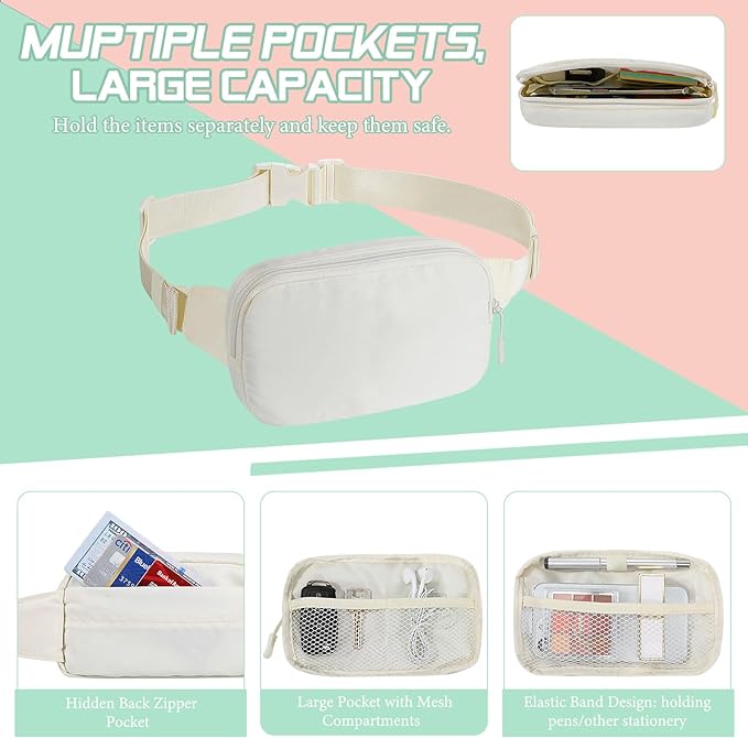 MoKo Fanny Packs for Women Men, Fashion Running Waist Packs, Crossbody Mini Bag Fanny Pack Belt Bag with Adjustable Strap for Running Outdoors Workout Travel Hiking Cycling