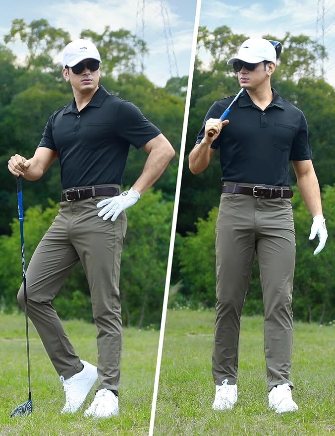 TBMPOY Men's Polo Shirts with Pocket Short Sleeve Quick Dry Casual Sports Outdoor Golf Shirt