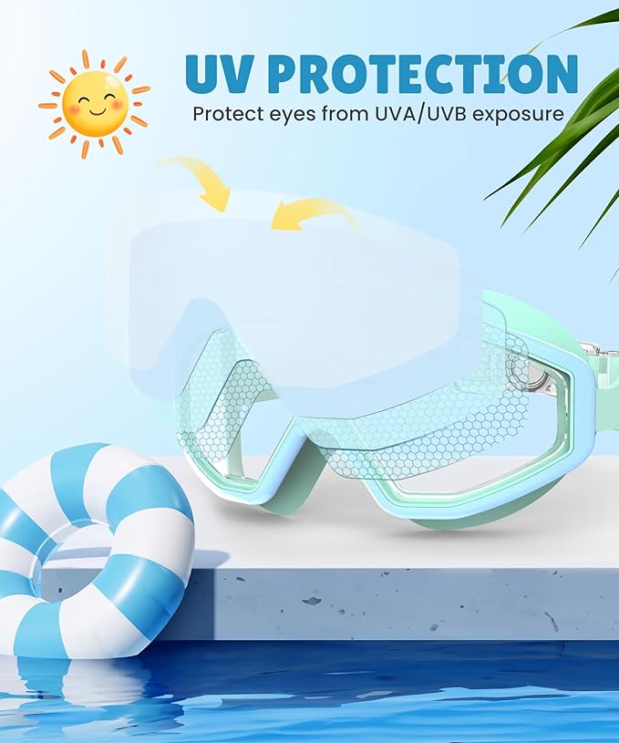 NSSIW Swim Goggles Swimming Kids-Goggles: Anti Fog No Leak with Nose Clip Earplugs for Girls Boys Youth 6-14 3 Pack