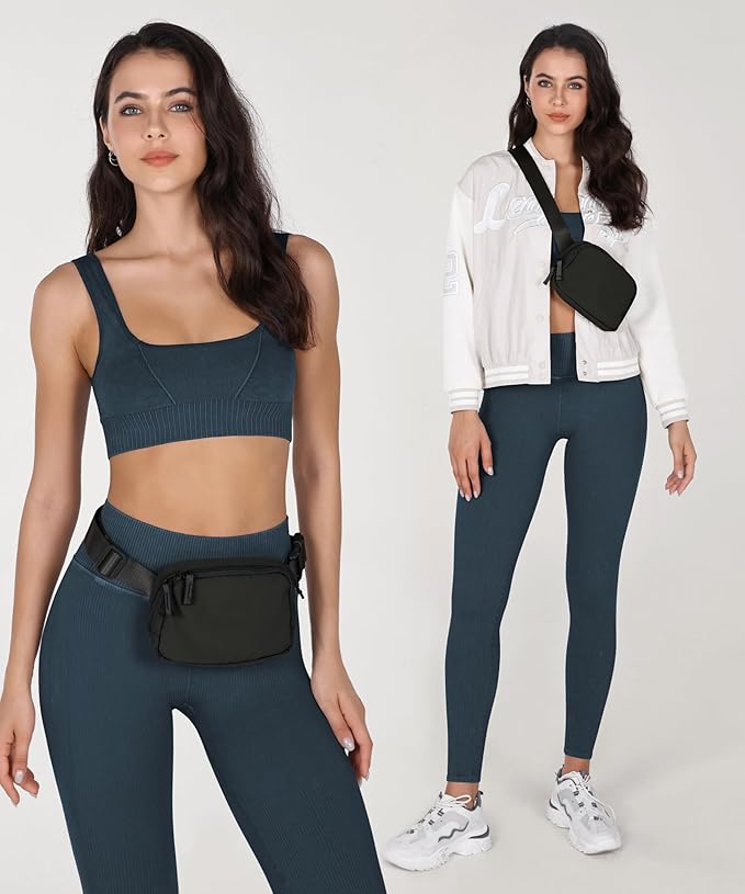 ODODOS Unisex Mini Belt Bag with Adjustable Strap Small Fanny Pack for Workout Running Traveling Hiking, Elegant Black