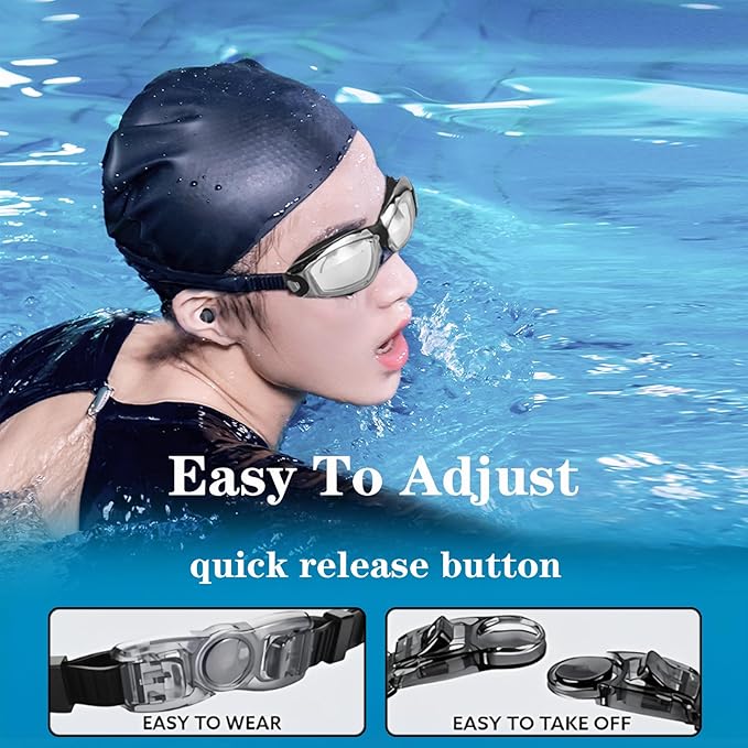 Swim Goggles Swimming Goggles No Leaking with Nose Clip, Earplugs, Swim Cap and Case for Men Women