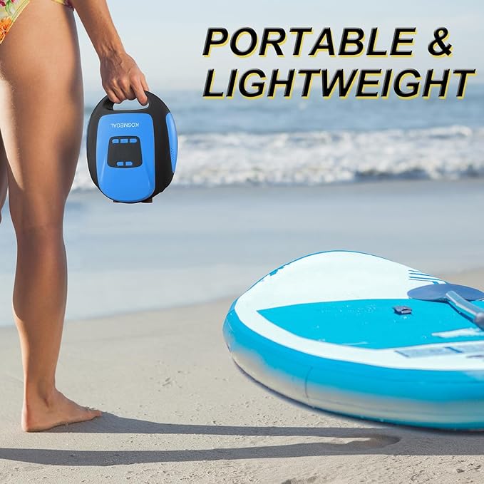 Paddle Board Pump Electric Portable, SUP Pump for Paddleboard, 20PSI Air Compressor with Auto-Off, Deflation Function and 12V DC Car Connector for Inflatables, Kayaks and Boats
