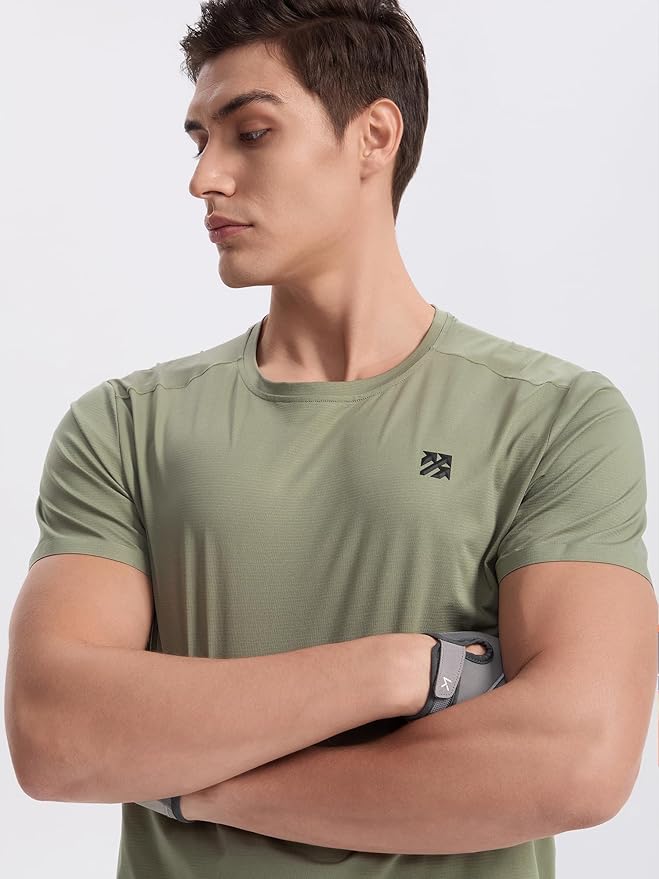 Mens Seamless Workout T-Shirts Lightweight Moisture Wicking Running Hiking Camping Tennis Pickleball Shirts for Men