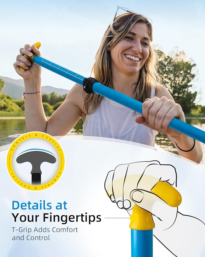 OCEANBROAD Canoe Paddle, Adjustable from 4'3''to 5'3''/130cm to 160cm Aluminum Shaft with Plastic Blade for Canoeing Boating Kayaking, 3-Piece Floatable Oar